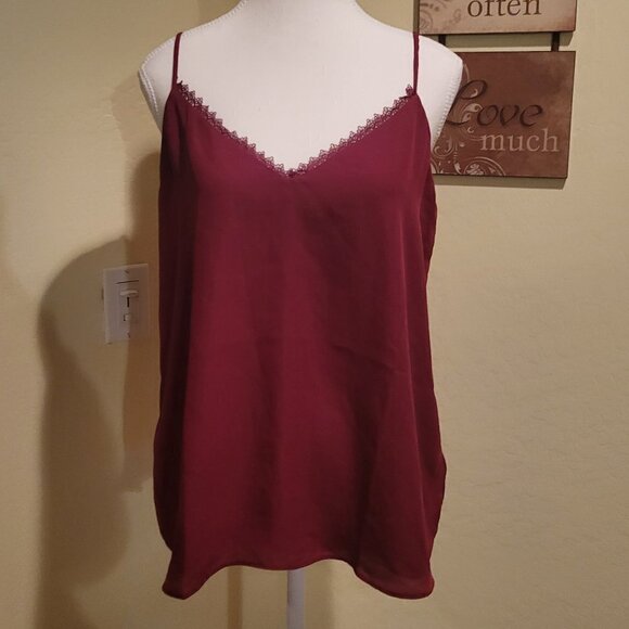 Socialite Women's V-Neck Adjustable Strap Lace Camisole  Maroon Size: Large NWT - Picture 1 of 7